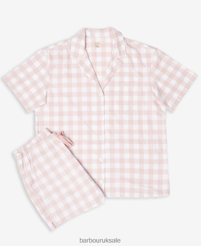 Etta Gingham PJ Set Barbour Women R08LB62035 Clothing Light Pink Gingham