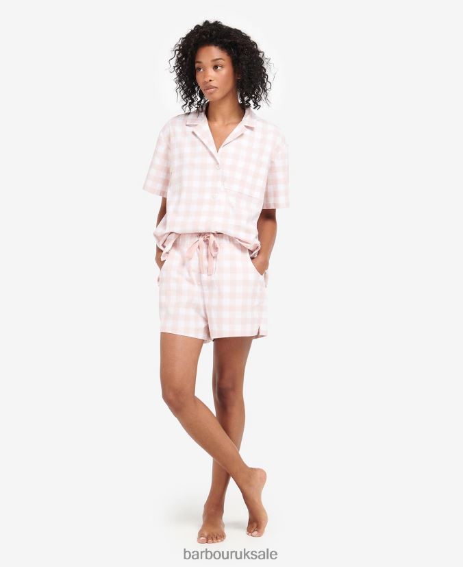Etta Gingham PJ Set Barbour Women R08LB62035 Clothing Light Pink Gingham
