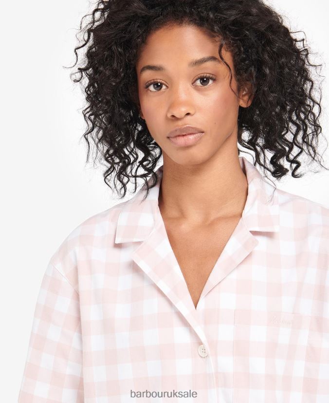 Etta Gingham PJ Set Barbour Women R08LB62035 Clothing Light Pink Gingham