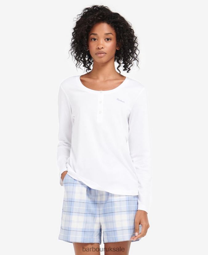 Etta Henley PJ Set Barbour Women R08LB62039 Clothing Lt Grey Marl