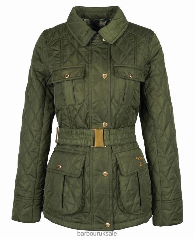 Belted Defence Quilted Jacket Barbour Women R08LB61435 Clothing Olive/Ancient