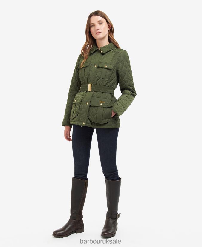 Belted Defence Quilted Jacket Barbour Women R08LB61435 Clothing Olive/Ancient