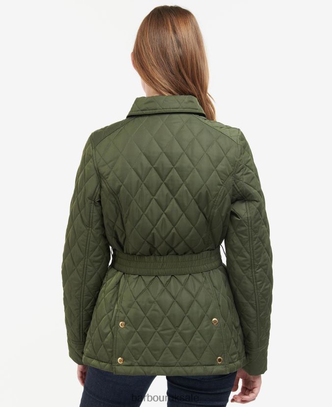 Belted Defence Quilted Jacket Barbour Women R08LB61435 Clothing Olive/Ancient
