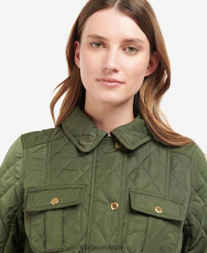 Belted Defence Quilted Jacket Barbour Women R08LB61435 Clothing Olive/Ancient