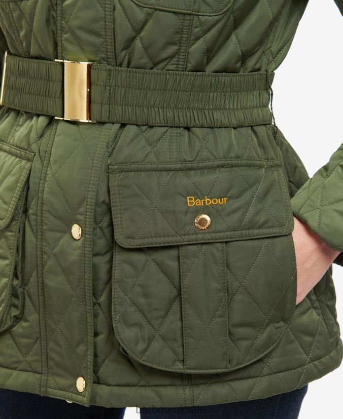 Belted Defence Quilted Jacket Barbour Women R08LB61435 Clothing Olive/Ancient