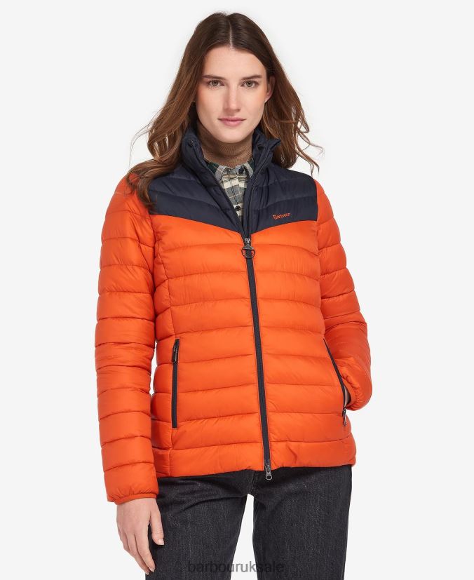 Blencarn Quilted Jacket Barbour Women R08LB61459 Clothing Fire/Dark Navy/Dress