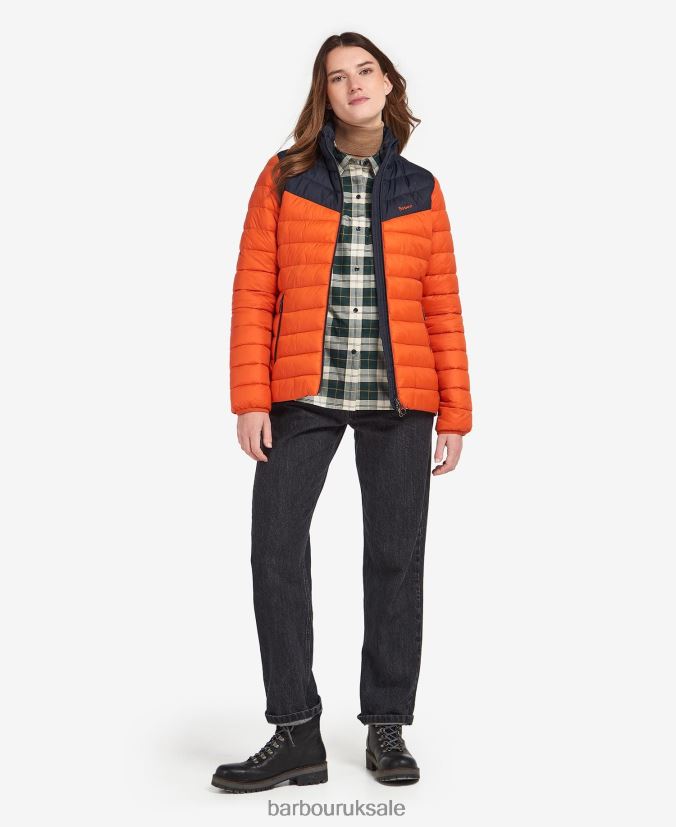 Blencarn Quilted Jacket Barbour Women R08LB61459 Clothing Fire/Dark Navy/Dress