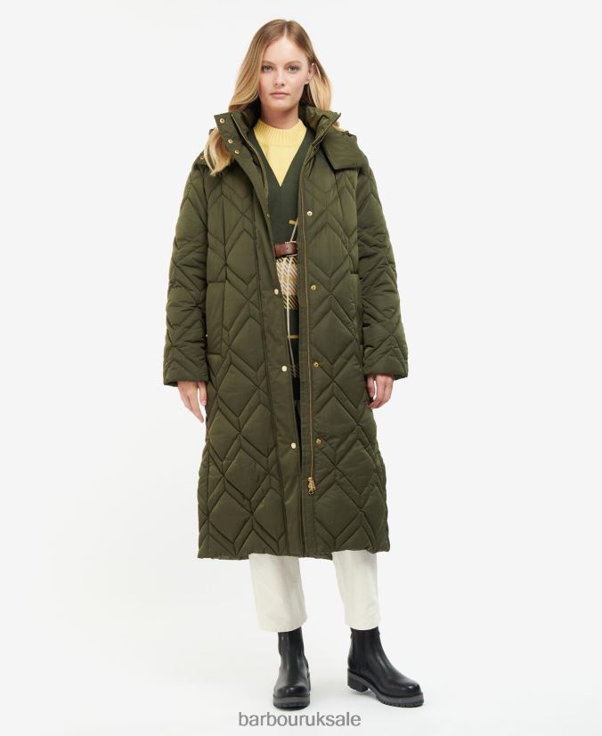 Cassius Quilted Jacket Barbour Women R08LB61442 Clothing Black/Ancient Fern Tartan