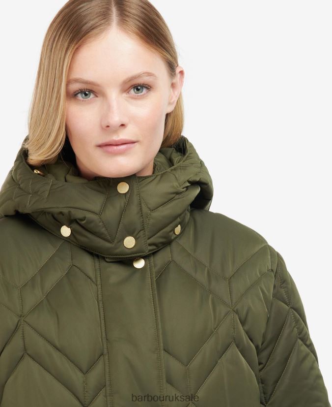Cassius Quilted Jacket Barbour Women R08LB61442 Clothing Black/Ancient Fern Tartan