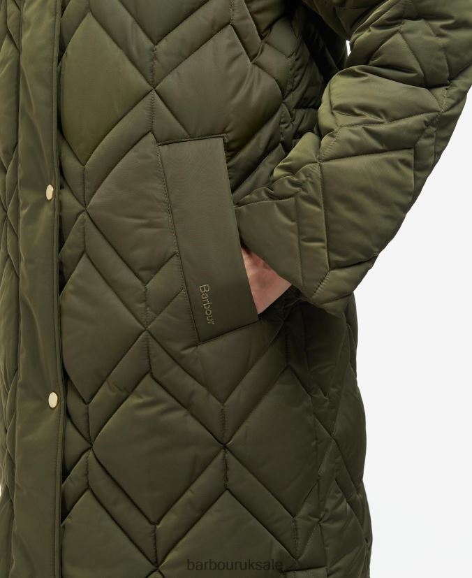 Cassius Quilted Jacket Barbour Women R08LB61442 Clothing Black/Ancient Fern Tartan