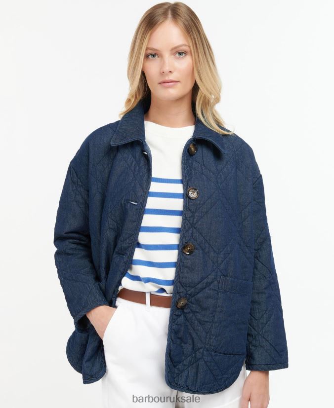 Denim Barrhead Quilted Shacket Barbour Women R08LB61422 Clothing Dark Wash/Dress Indigo