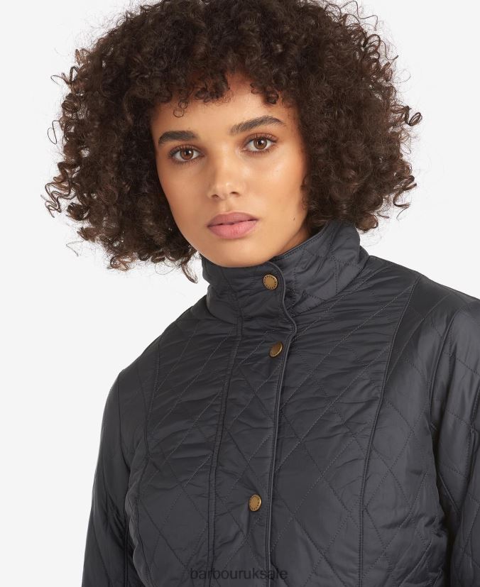 Flyweight Cavalry Quilted Jacket Barbour Women R08LB61406 Clothing Black/Stone