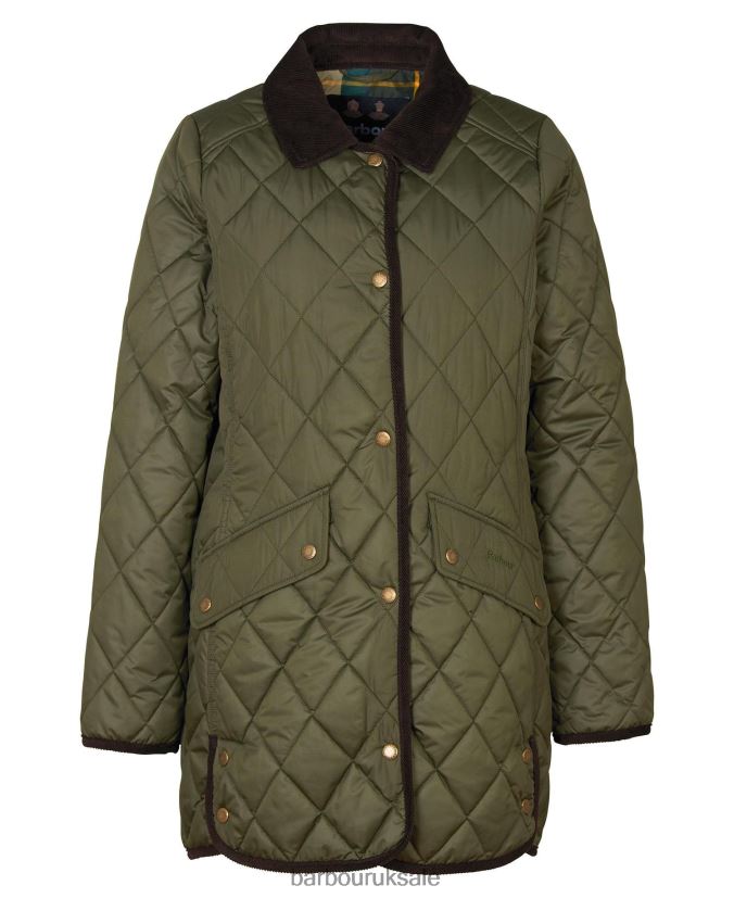 Long Cavalry Quilted Jacket Barbour Women R08LB61475 Clothing Black/Ancient