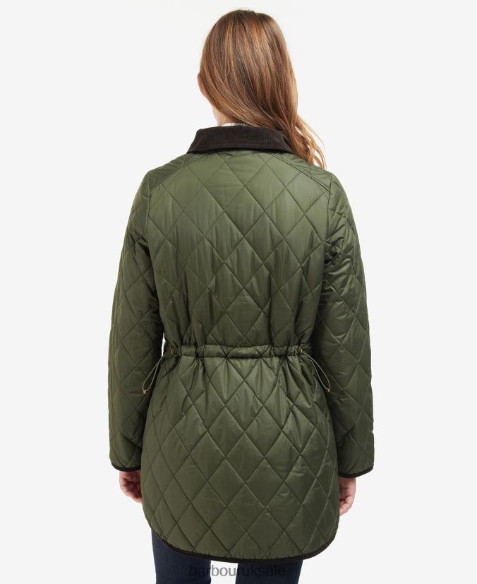 Long Cavalry Quilted Jacket Barbour Women R08LB61475 Clothing Black/Ancient