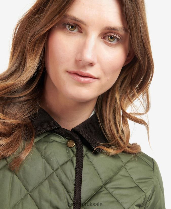 Long Cavalry Quilted Jacket Barbour Women R08LB61475 Clothing Black/Ancient