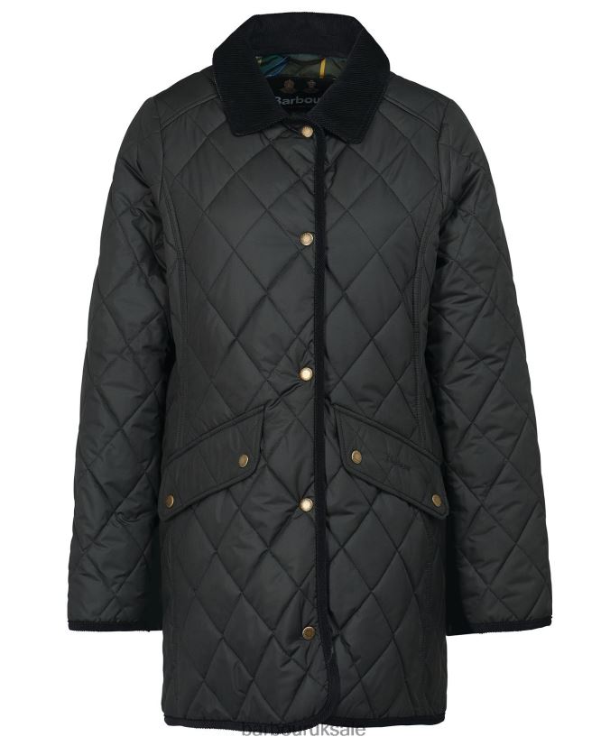 Long Cavalry Quilted Jacket Barbour Women R08LB61506 Clothing Black/Ancient