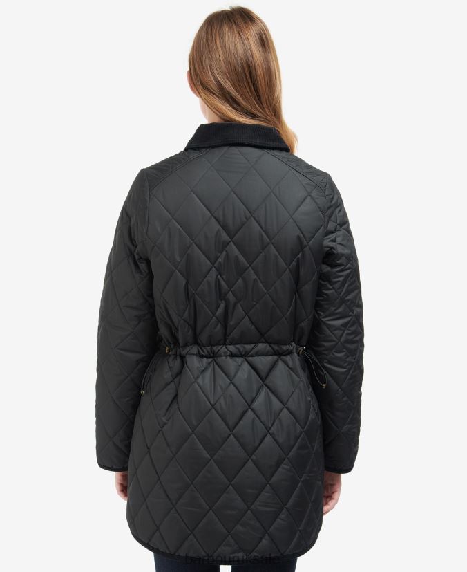 Long Cavalry Quilted Jacket Barbour Women R08LB61506 Clothing Black/Ancient