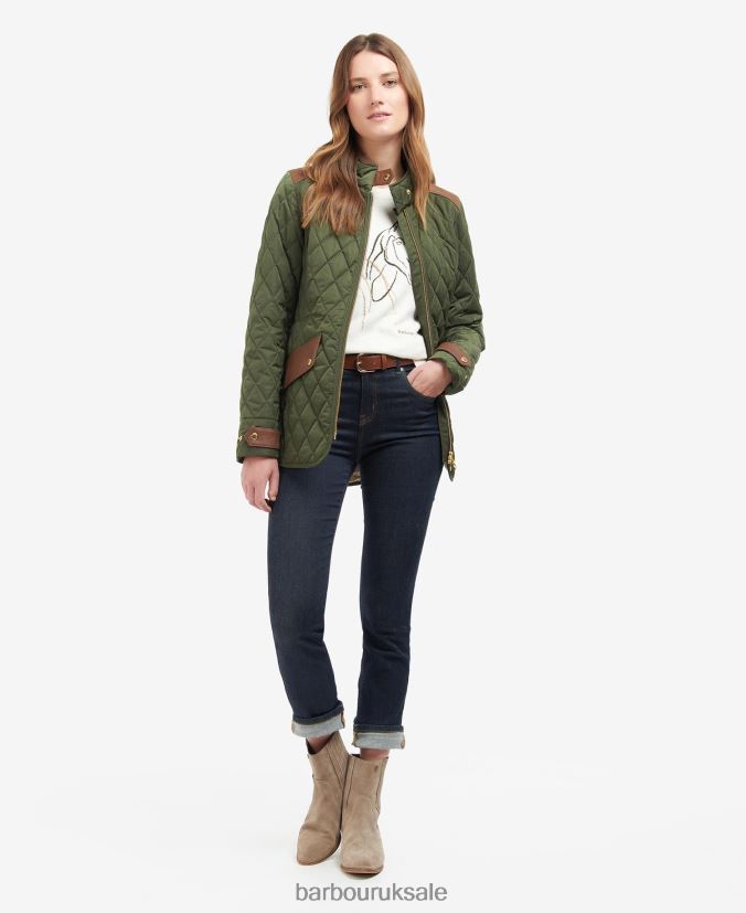 Premium Cavalry Quilted Jacket Barbour Women R08LB61485 Clothing Olive/Ancient
