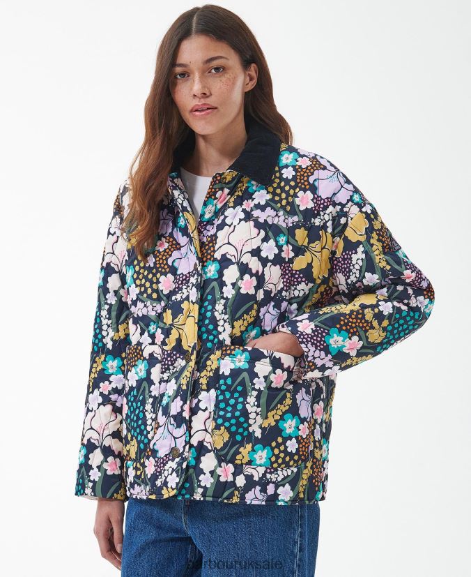 Printed Delphinium Quilted Jacket Barbour Women R08LB61438 Clothing BoTanical Wonder Print/Dark Navy