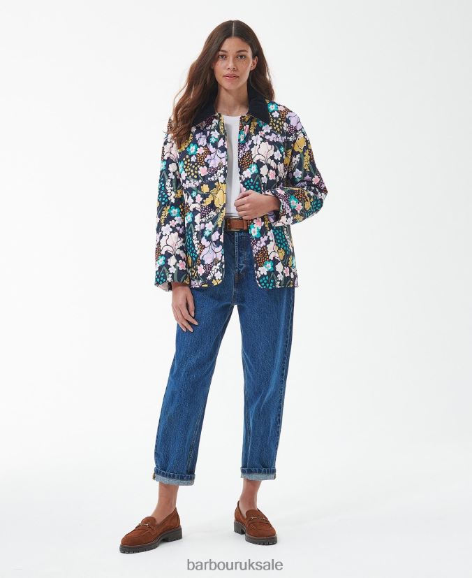 Printed Delphinium Quilted Jacket Barbour Women R08LB61438 Clothing BoTanical Wonder Print/Dark Navy