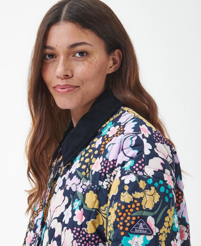Printed Delphinium Quilted Jacket Barbour Women R08LB61438 Clothing BoTanical Wonder Print/Dark Navy