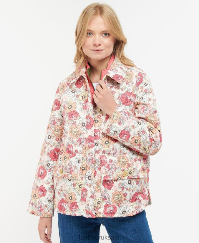 Printed Leilani Quilted Jacket Barbour Women R08LB61479 Clothing Retro Floral Yarrow/Olive Tree
