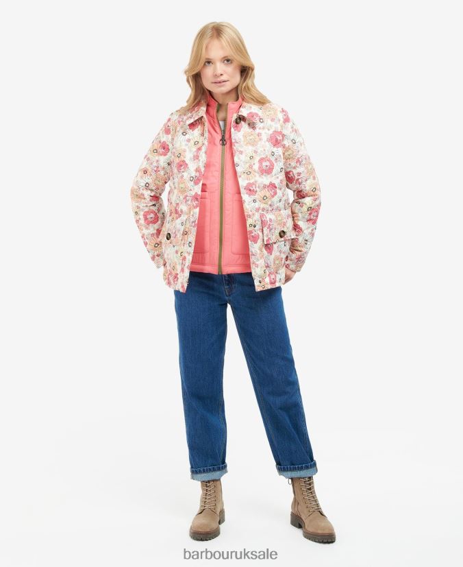 Printed Leilani Quilted Jacket Barbour Women R08LB61479 Clothing Retro Floral Yarrow/Olive Tree