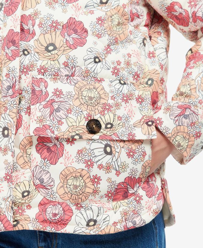 Printed Leilani Quilted Jacket Barbour Women R08LB61479 Clothing Retro Floral Yarrow/Olive Tree