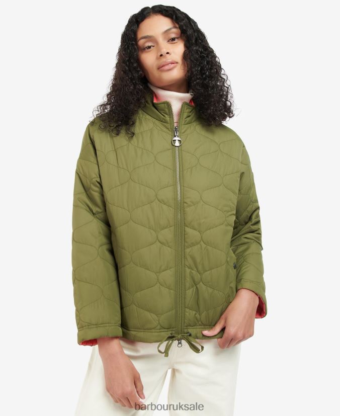 Reversible Apia Quilted Jacket Barbour Women R08LB61474 Clothing Olive Tree/Pink Punch