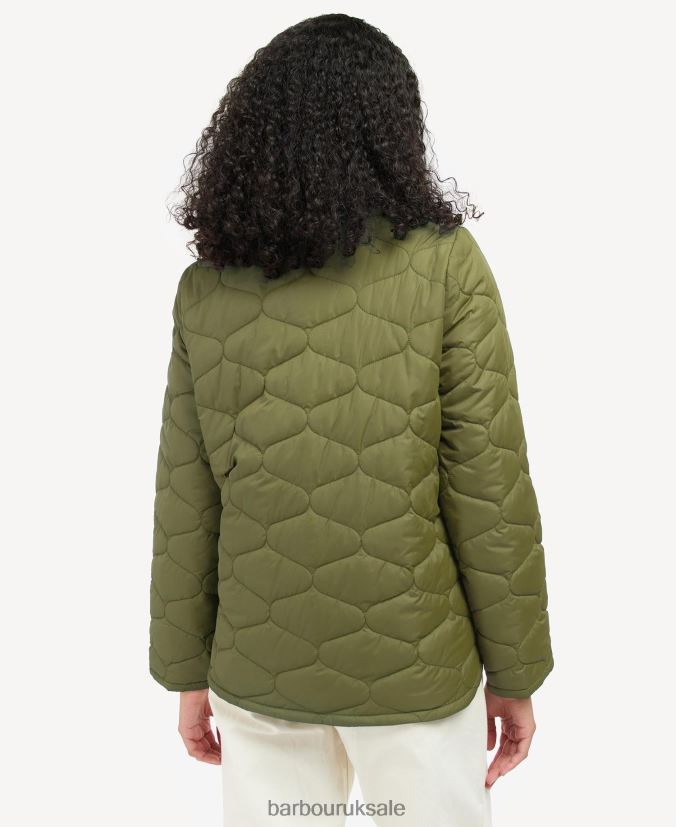 Reversible Apia Quilted Jacket Barbour Women R08LB61474 Clothing Olive Tree/Pink Punch