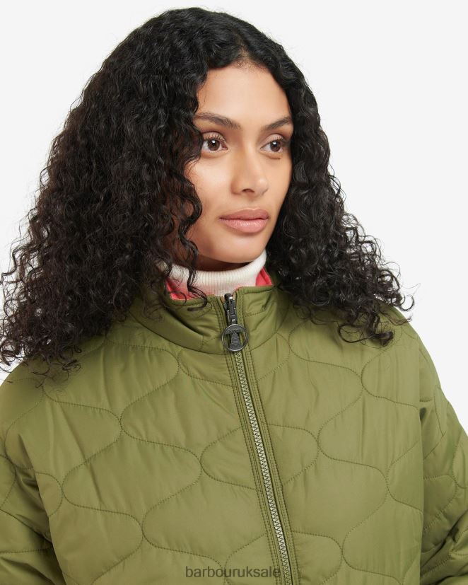 Reversible Apia Quilted Jacket Barbour Women R08LB61474 Clothing Olive Tree/Pink Punch