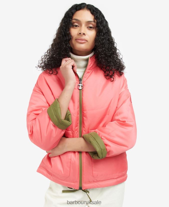 Reversible Apia Quilted Jacket Barbour Women R08LB61474 Clothing Olive Tree/Pink Punch