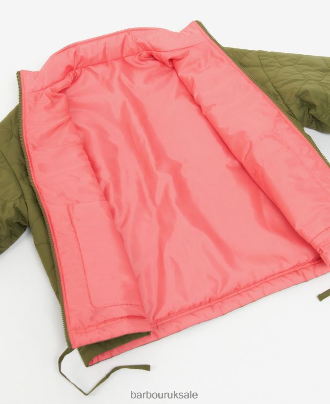 Reversible Apia Quilted Jacket Barbour Women R08LB61474 Clothing Olive Tree/Pink Punch