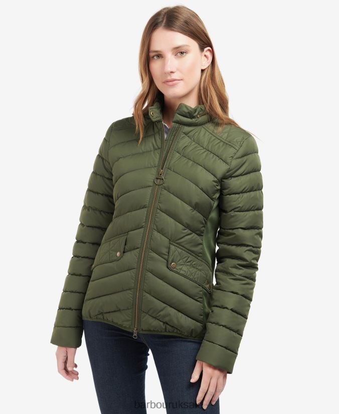 Stretch Cavalry Quilted Jacket Barbour Women R08LB61411 Clothing Olive/Olive Marl