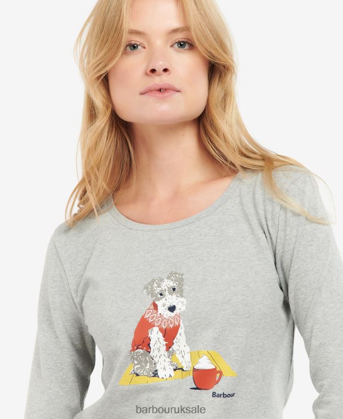 Fairsfield T-Shirt Barbour Women R08LB61745 Clothing Lt Grey Marl