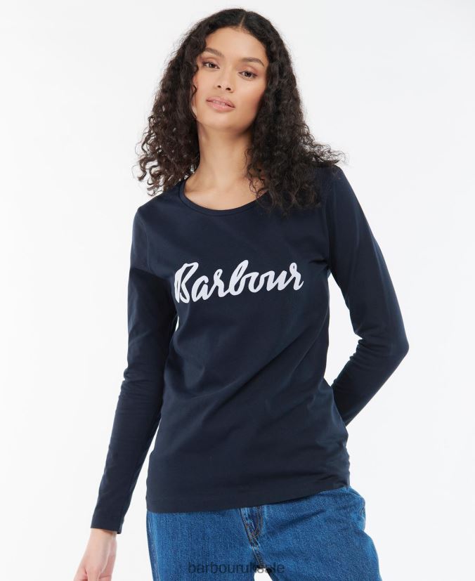 Otterburn Long-Sleeve T-shirt Barbour Women R08LB61711 Clothing Olive/White