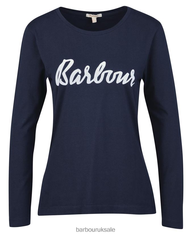 Otterburn Long-Sleeve T-shirt Barbour Women R08LB61711 Clothing Olive/White