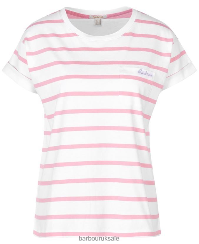 Otterburn Stripe T-Shirt Barbour Women R08LB61649 Clothing White/hibiscus