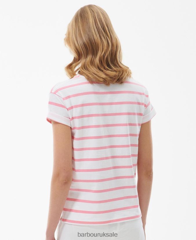 Otterburn Stripe T-Shirt Barbour Women R08LB61649 Clothing White/hibiscus