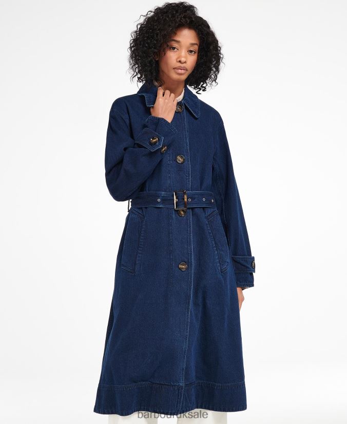 Denim Somerland Casual Trench Coat Barbour Women R08LB61527 Clothing Dark Wash