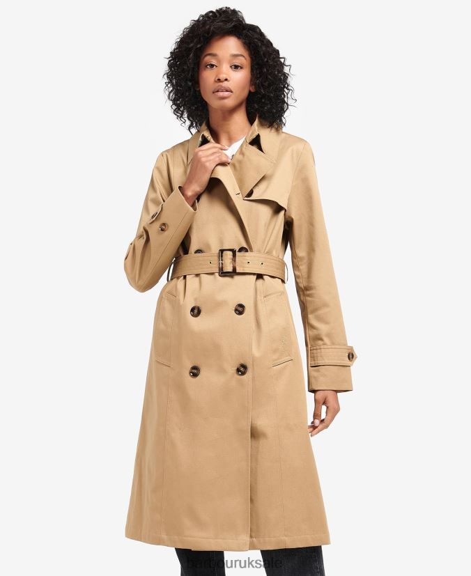 Greta Showerproof Trench Coat Barbour Women R08LB61524 Clothing Midnight/Rosewood Tartan
