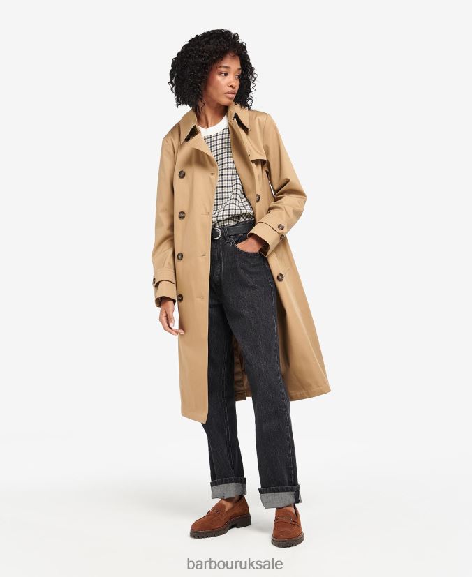 Greta Showerproof Trench Coat Barbour Women R08LB61524 Clothing Midnight/Rosewood Tartan