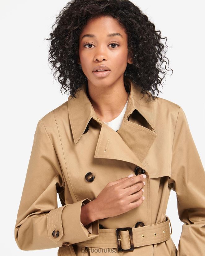 Greta Showerproof Trench Coat Barbour Women R08LB61524 Clothing Midnight/Rosewood Tartan
