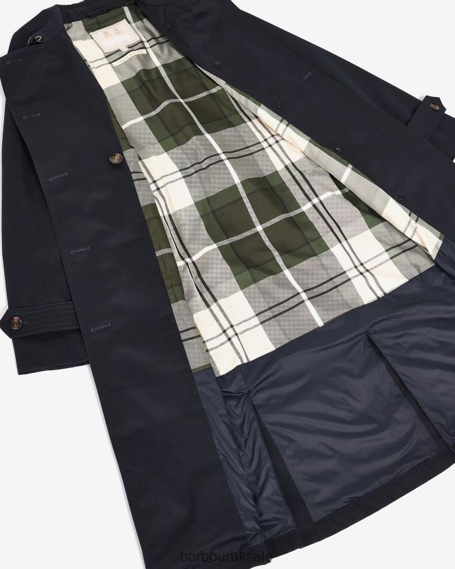 Greta Showerproof Trench Coat Barbour Women R08LB61531 Clothing Midnight/Rosewood Tartan