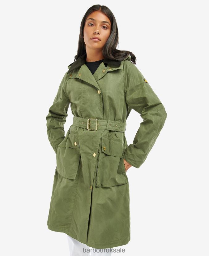 Rossin Showerproof Trench Coat Barbour Women R08LB61539 Clothing Midnight Green/Midnight Green Check
