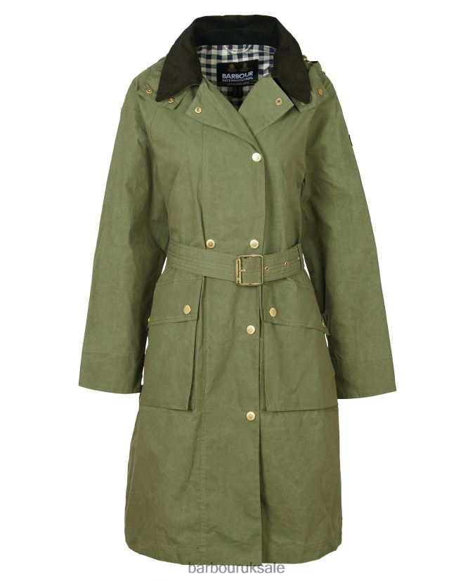 Rossin Showerproof Trench Coat Barbour Women R08LB61539 Clothing Midnight Green/Midnight Green Check