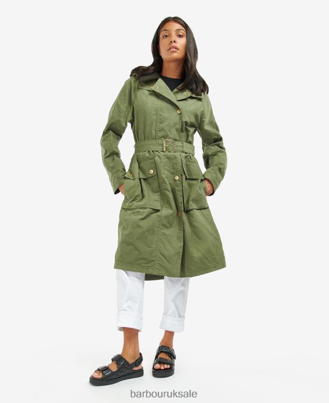 Rossin Showerproof Trench Coat Barbour Women R08LB61539 Clothing Midnight Green/Midnight Green Check