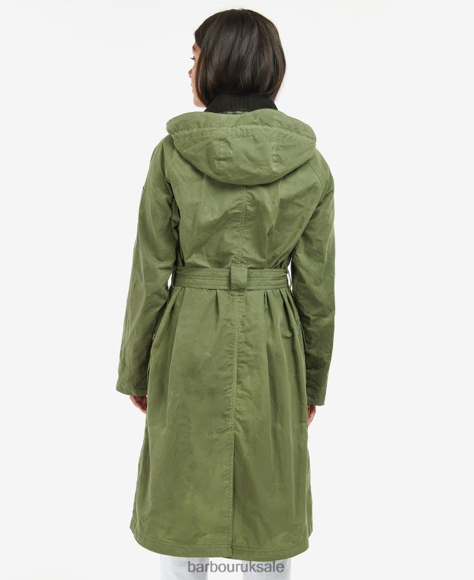 Rossin Showerproof Trench Coat Barbour Women R08LB61539 Clothing Midnight Green/Midnight Green Check