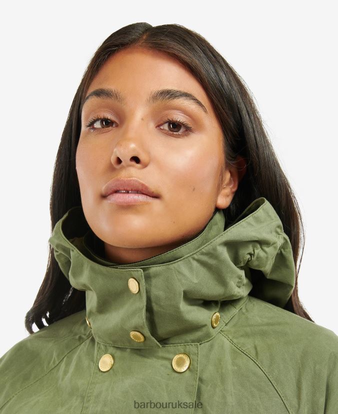 Rossin Showerproof Trench Coat Barbour Women R08LB61539 Clothing Midnight Green/Midnight Green Check