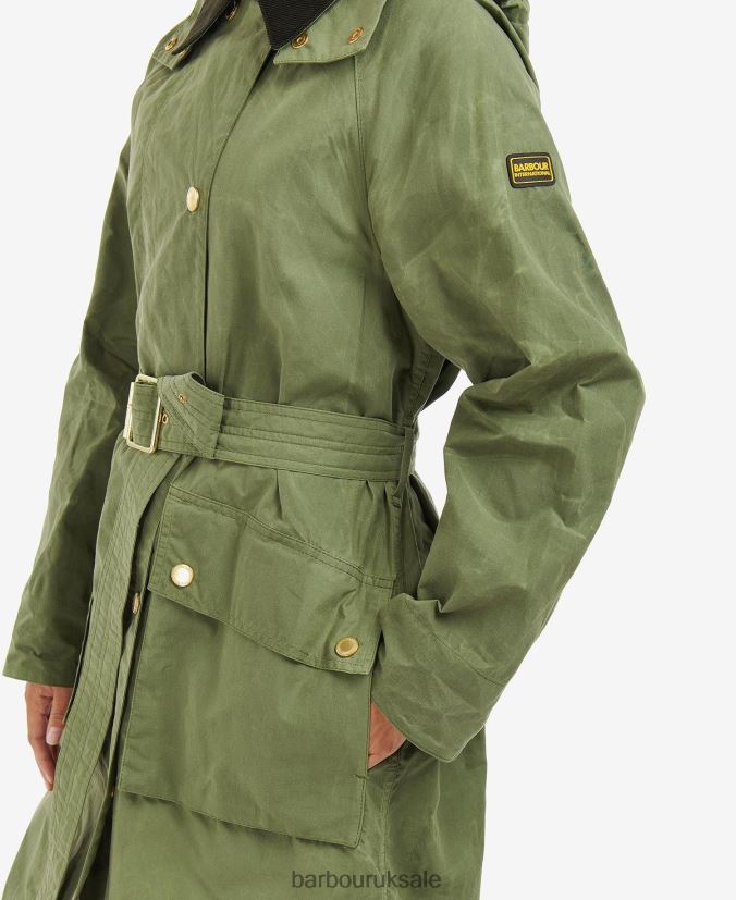 Rossin Showerproof Trench Coat Barbour Women R08LB61539 Clothing Midnight Green/Midnight Green Check